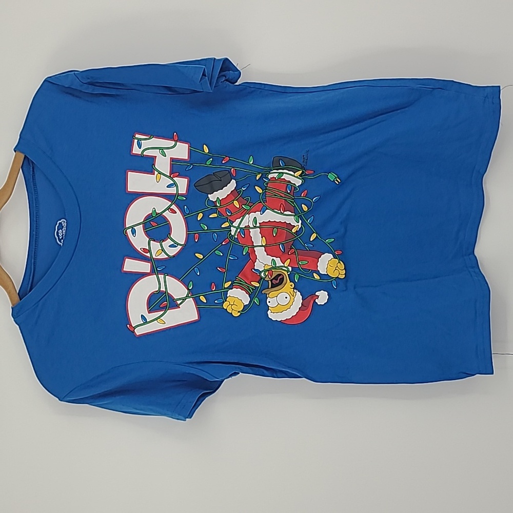 The Simpsons Christmas t-shirt D'OH Homer Simpson medium blue